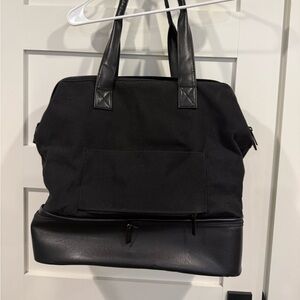 BEIS Black Canvas Tote with Leather Handles